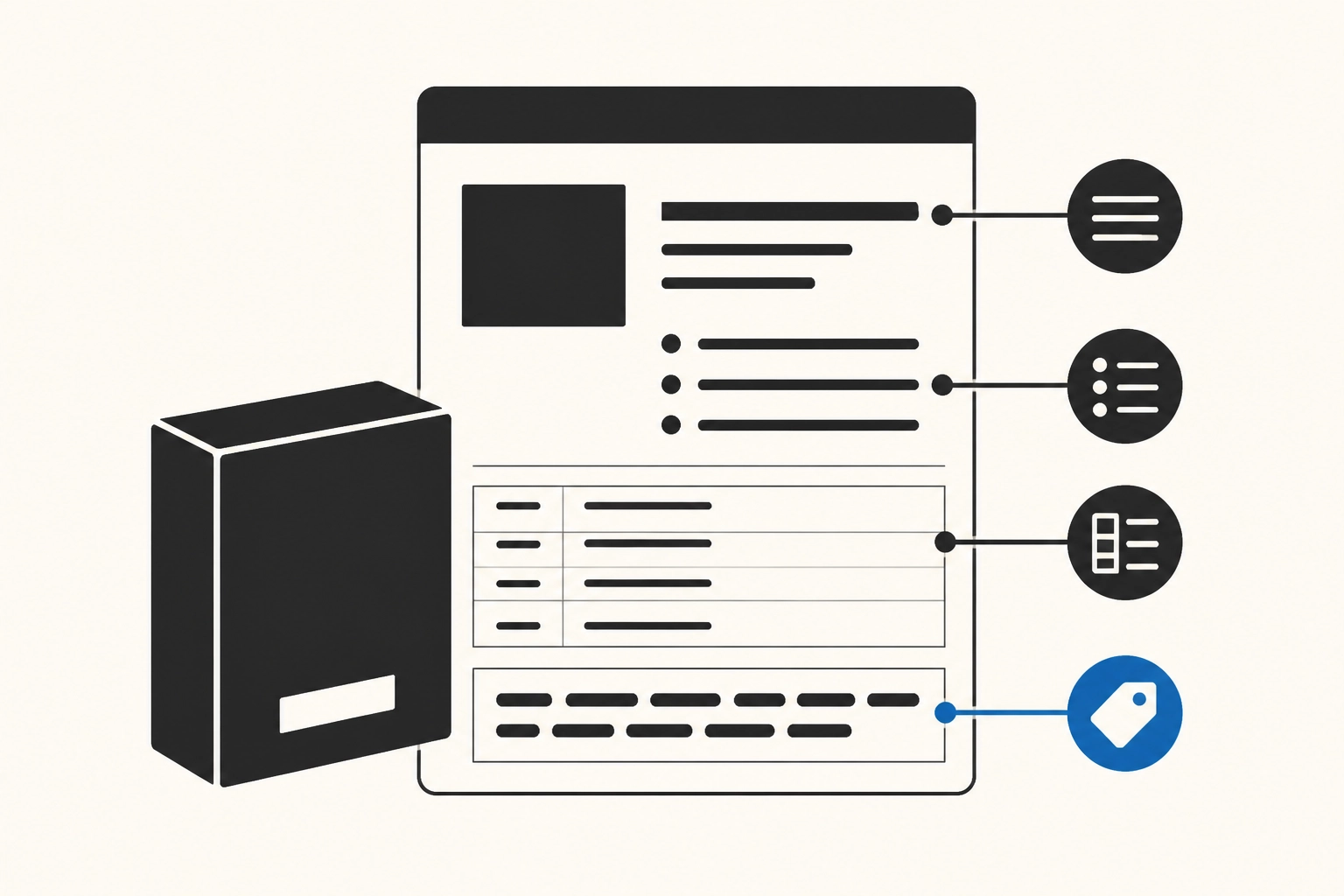 Professional header image for educational tutorial: Bullet Points, Attribute und Backend-Keywords: Die Anatom...