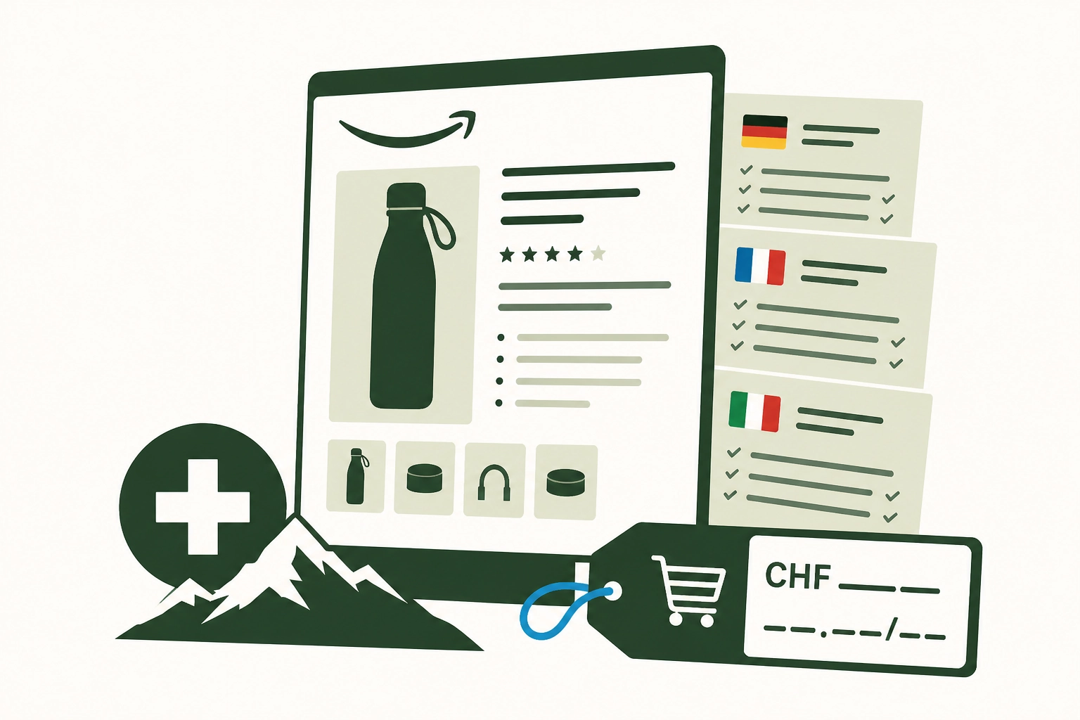 Amazon-Listings für Schweizer Händler: Mehrsprachigkeit und CHF-Grundpreise richtig - seo optimierung Guide Professional header image for educational tutorial: Amazon-Listings für Schweizer Händler: Mehrsprachigkeit u...
