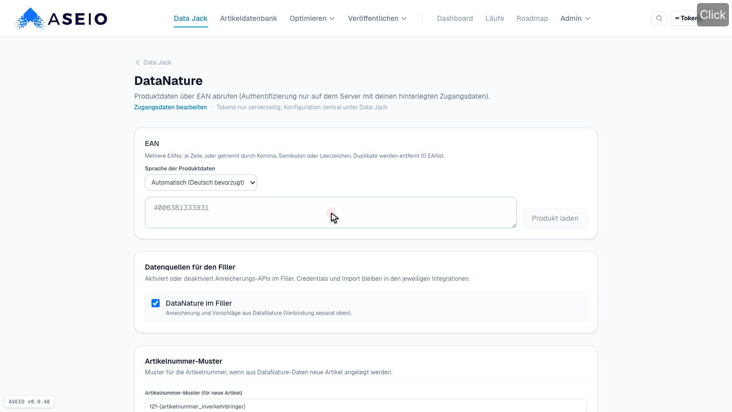 Screenshot: Nur die EAN wird gebraucht