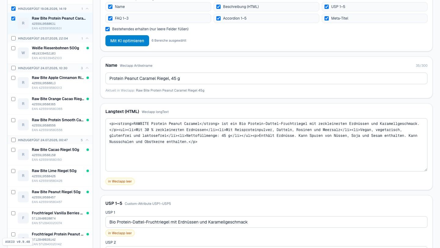 Screenshot: Erfolg: Leeres ist gefüllt, Gepflegtes unverändert