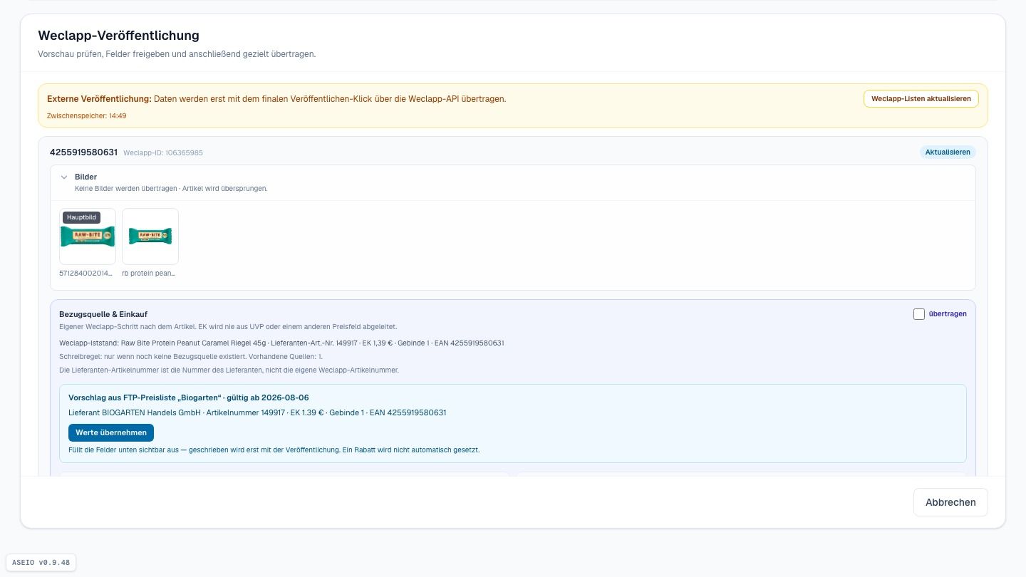 Screenshot: Vorschau je Feld · Preislisten-Fund ohne Abtippen