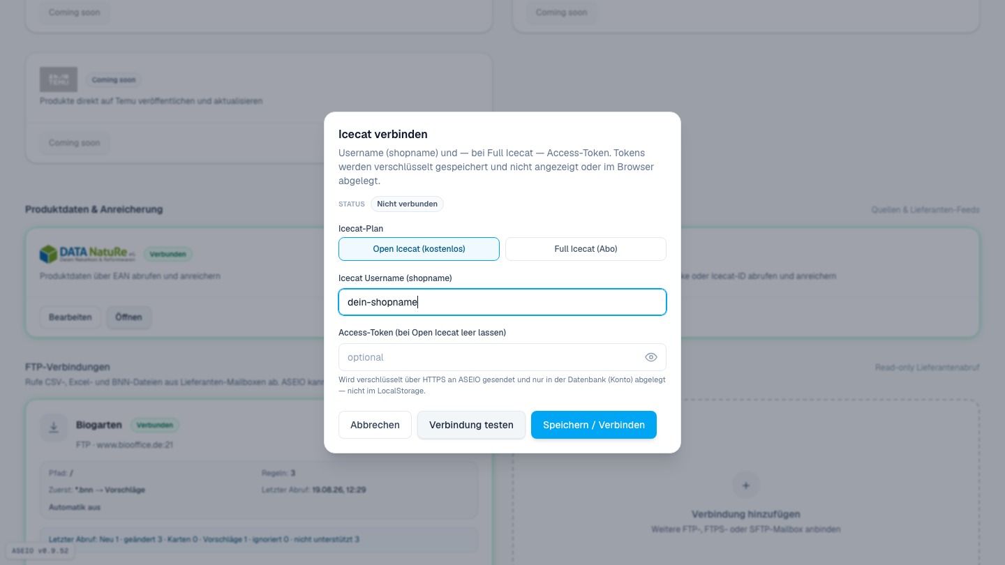 Screenshot: „Verbindung testen“ prüft sofort · „Speichern / Verbinden“ macht’s fix